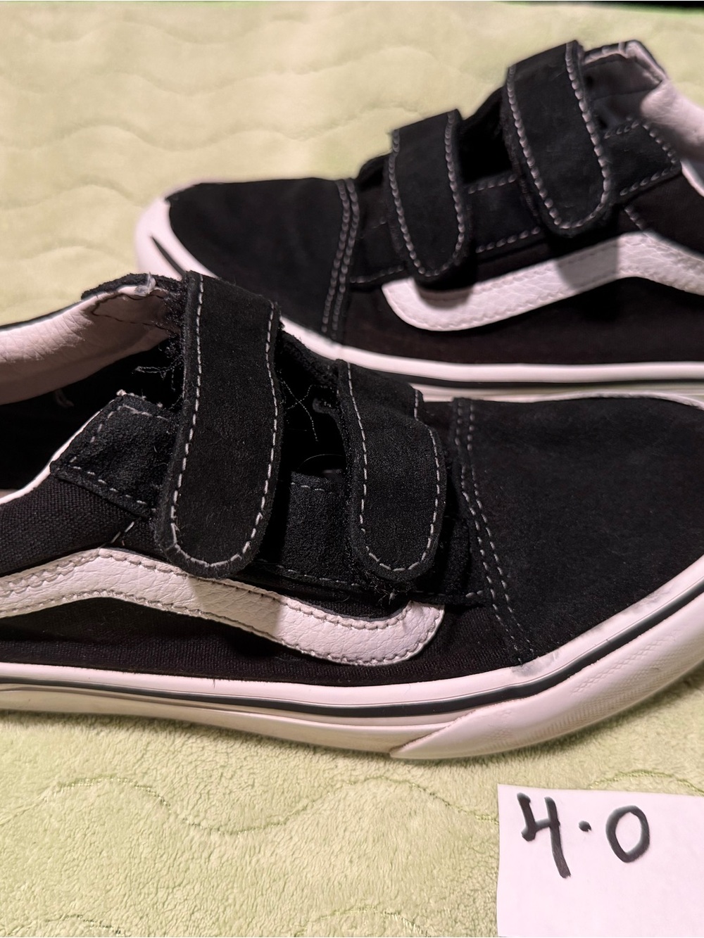 Vans Black and White Kids Velcro Sneakers